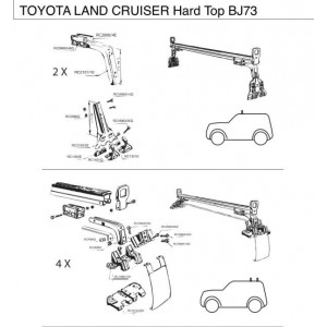 BARRE DE TOIT HARTOP KIT 3 BARRES ACIER pour toyota LJ/KZ/BJ73/74