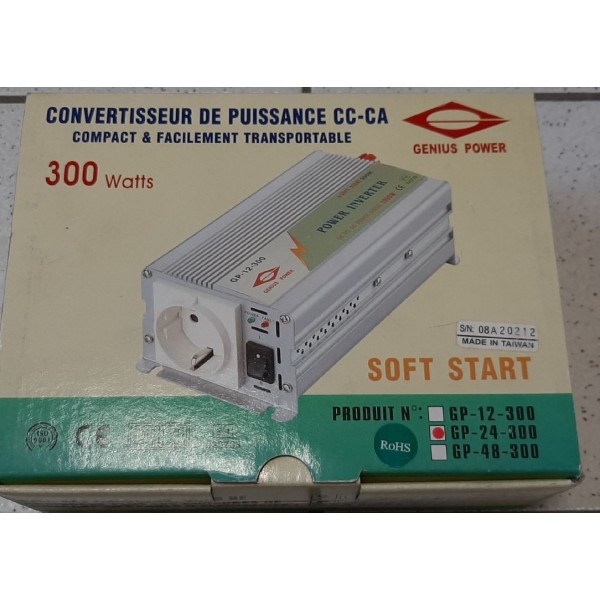 CONVERTISSEUR 24 V 220-230V 300W GENOIS ALLUME CIGARE 