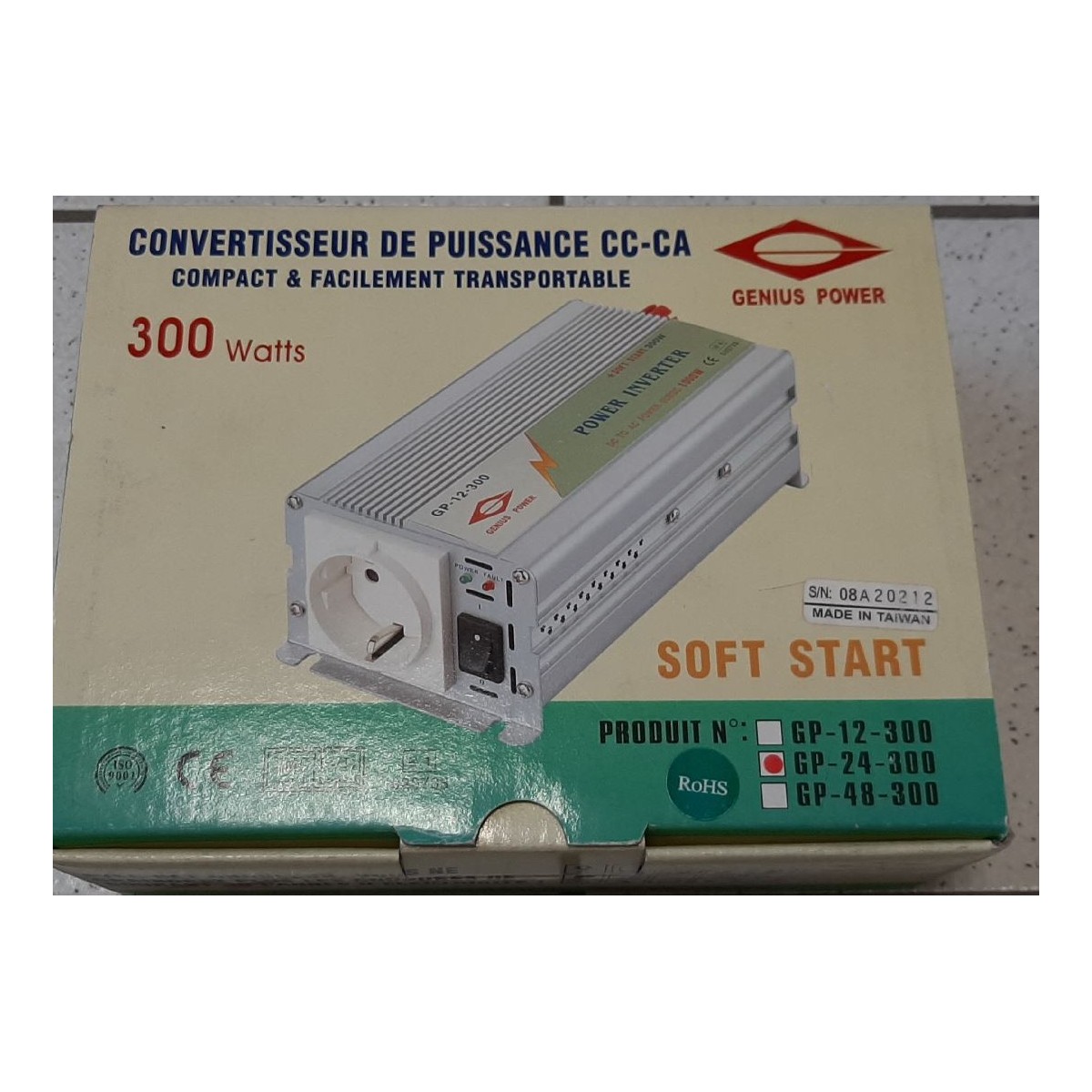 CONVERTISSEUR 24 V 220-230V 300W GENOIS ALLUME CIGARE 