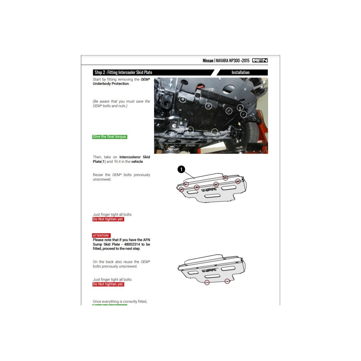 PROTECTION INTERCOOLER / RADIATEUR by AFN NISSAN NAVARRA NP300 D23