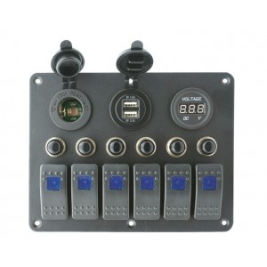 TABLEAU ELECTRIQUE 6 INTERS - VOLTMETRE - USB - ALLUME CIGARE