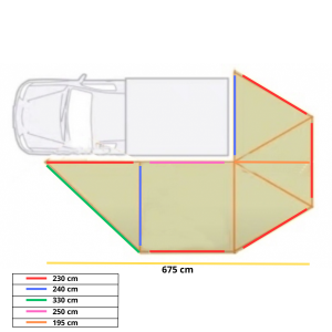 AUVENT ORBITAL 270° XL AUTOPORTANT GRIS 230CM + LED INTÉGRÉES – CÔTÉ GAUCHE – DJEBELXTREME