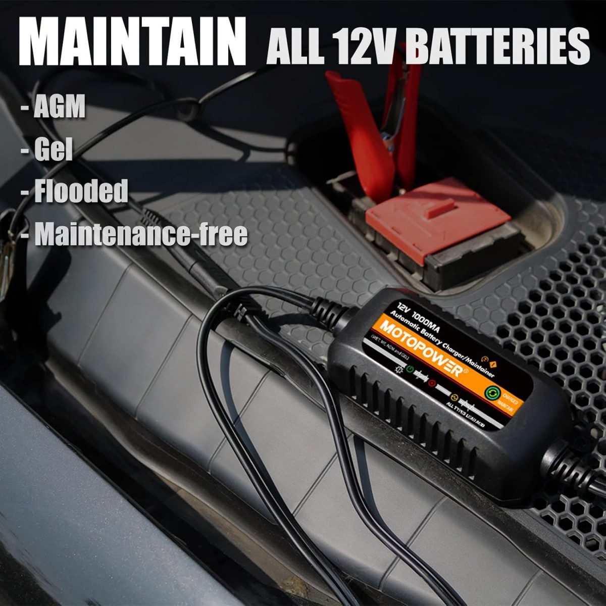 Chargeur/Mainteneur de Batterie entièrement Automatique 12v 1000MA