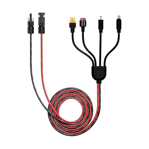 Câble 2 mètres Adaptateur Solaire / batterie 4-en-1