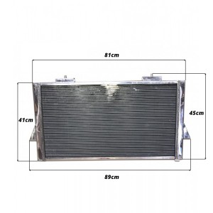 schéma coté des dimensions du radiateur grand volume : 89 centimètres de large et 45 centimètres de haut