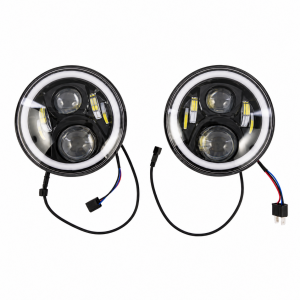 Optique rond LED noire avec...