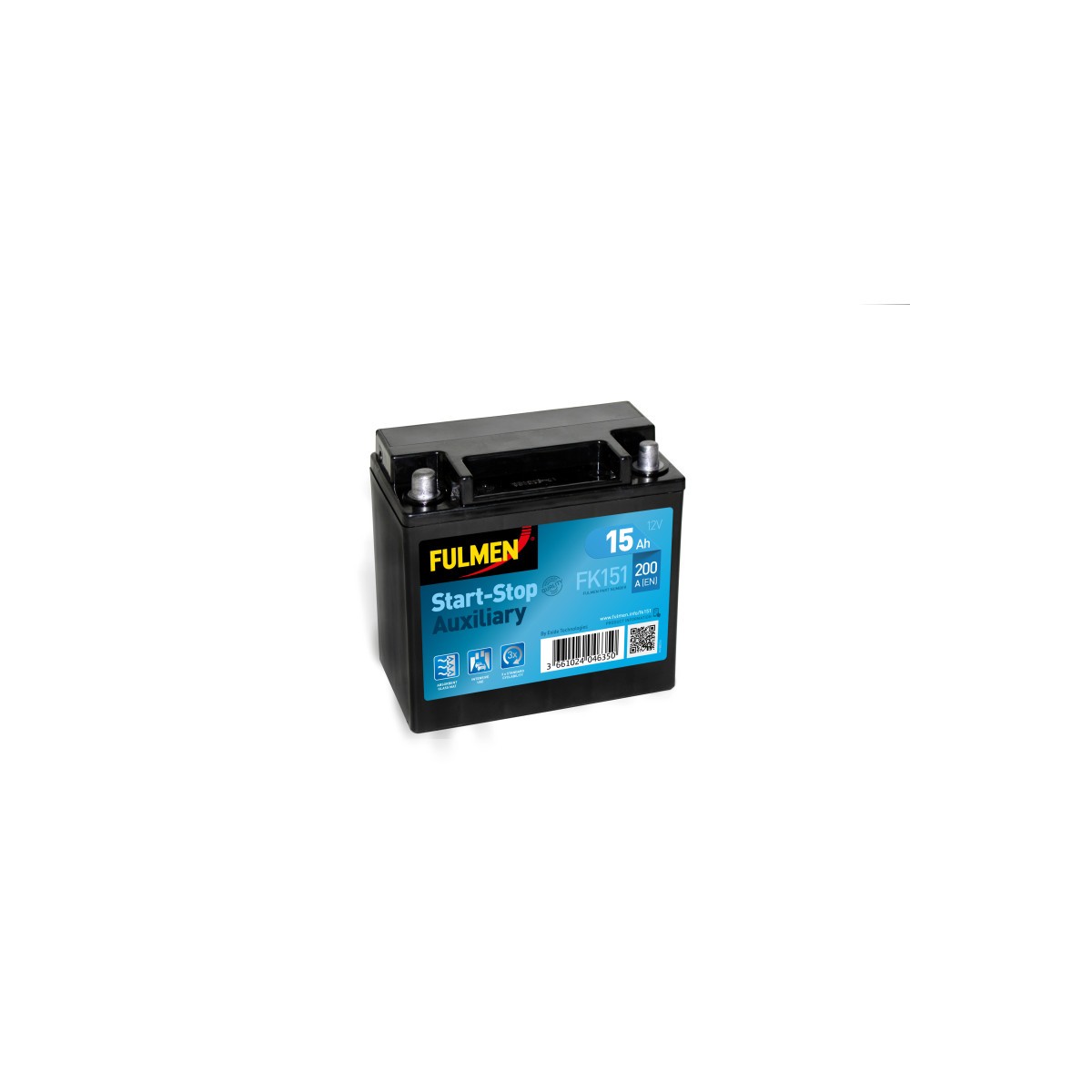 Batterie auxiliaire AGM Start & Stop 12V 15Ah 200A
